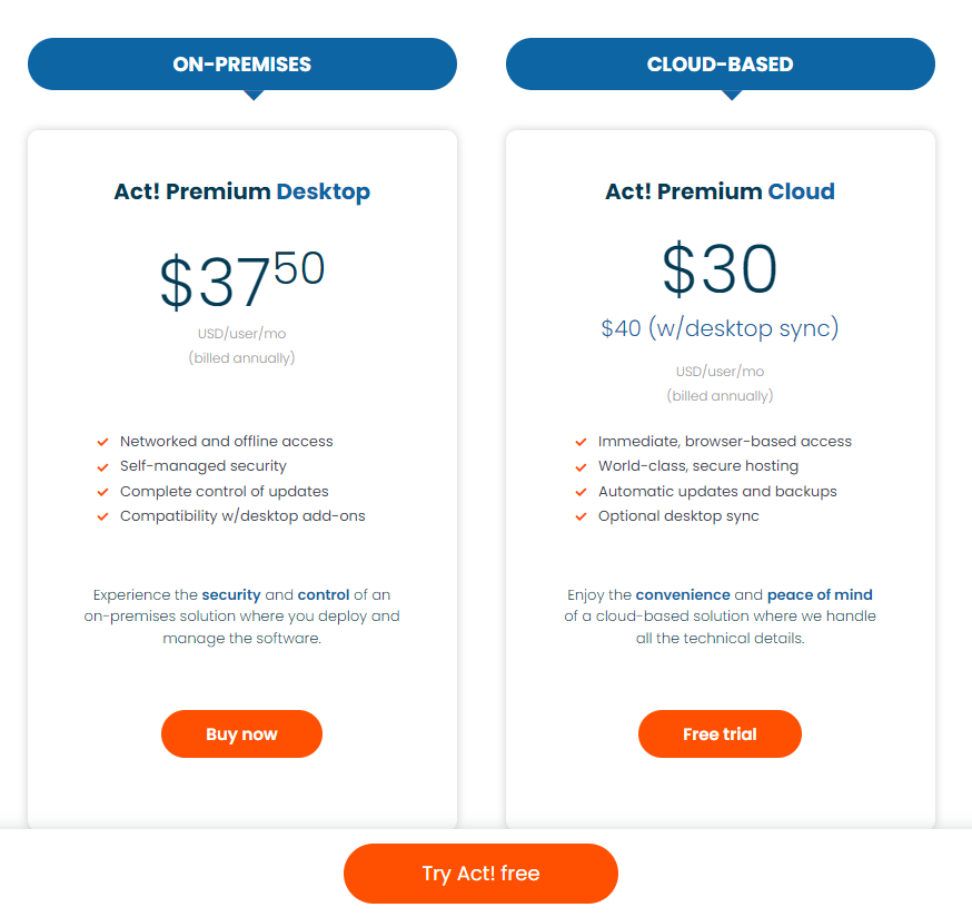 Act CRM Pricing June 2022